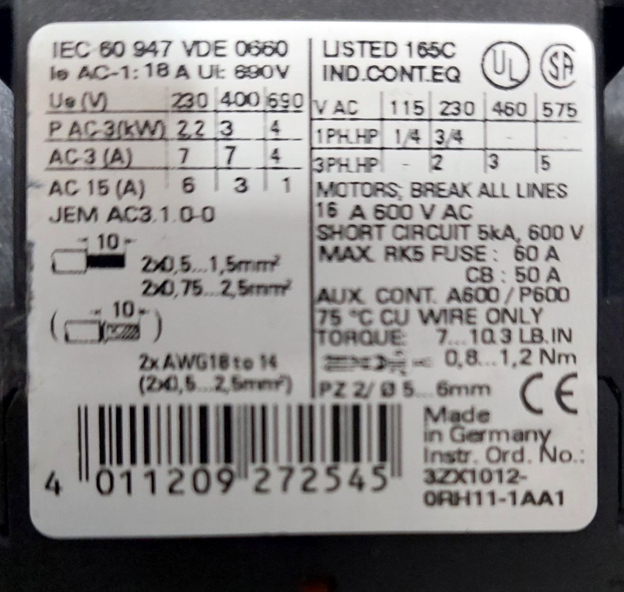 کنتاکتور صنعتی زیمنس ۲۴ ولت DC