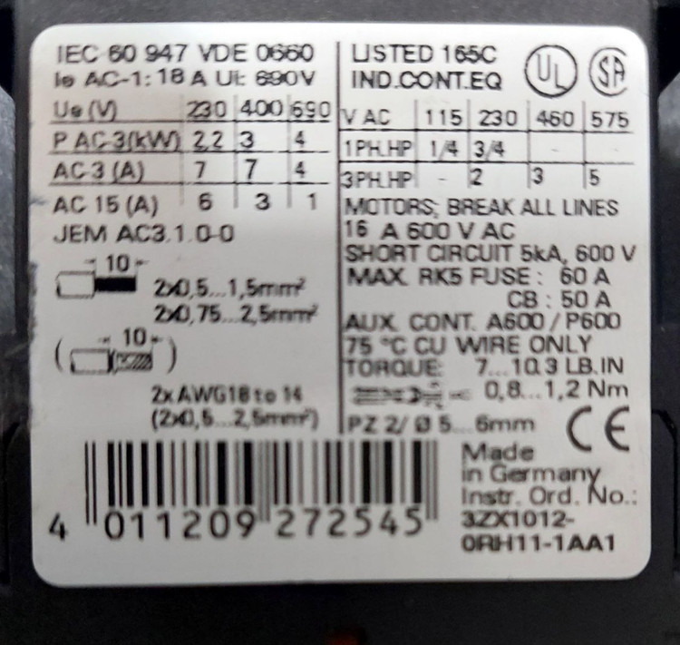 کنتاکتور صنعتی زیمنس ۲۴ ولت DC